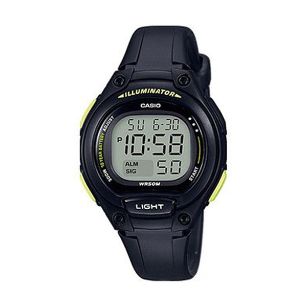 Casio Damen Digitaluhr mit Resin Gehäuse und Resinarmband, schwarzes Display (10 Jahre Batterie)