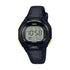 Casio Damen Digitaluhr mit Resin Gehäuse und Resinarmband, schwarzes Display (10 Jahre Batterie)