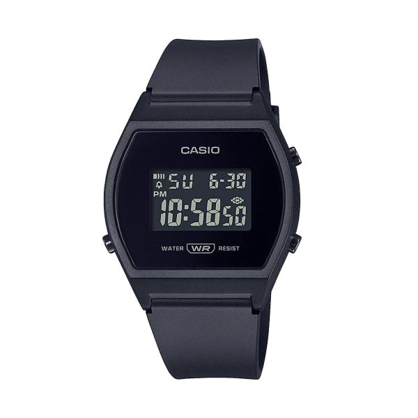 Casio Damen Digitaluhr mit Resin Gehäuse und Resinarmband, schwarzes Display