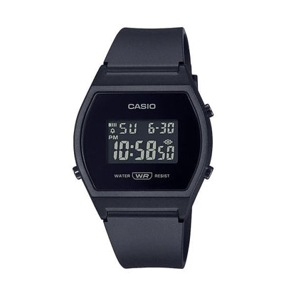 Casio Damen Digitaluhr mit Resin Gehäuse und Resinarmband, schwarzes Display