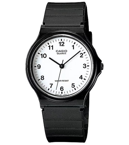 Casio Klassische Unisex Quarzuhr mit hellem Zifferblatt und schwarzem Resinarmband
