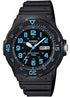Casio Herren Analoguhr im Sportdesign mit blauem Resinarmband, Drehlünette und Datum