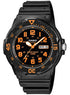 Casio Herren Analoguhr im Sportdesign mit rotem Resinarmband, Drehlünette und Datum