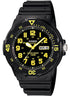 Casio Herren Analoguhr im Sportdesign mit gelbem Resinarmband, Drehlünette und Datum