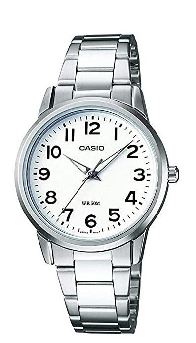 Casio Klassische Herrenuhr (MTP 1303PD 7B, silber/weiß)