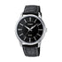 Casio Herren Analog Quarzuhr mit Metallgehäuse und Lederarmband, schwarzes Zifferblatt