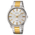 Casio Herren Analog Quarzuhr mit Edelstahlarmband in Bicolor Optik und Mineralglas, weißes Zifferblatt