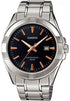Casio Herren Analog Quarzuhr mit Edelstahlgehäuse und Edelstahlarmband, schwarzes Zifferblatt