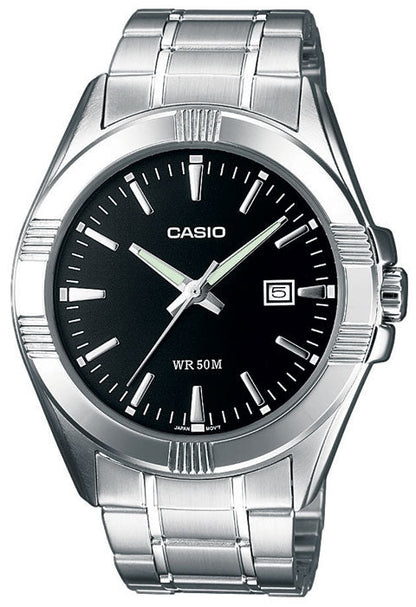 Casio Klassische Herrenuhr mit Datum (MTP 1308PD 1A, schwarz)