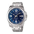 Casio Herren Analog Quarzuhr mit Edelstahlgehäuse und Edelstahlarmband, blaues Zifferblatt