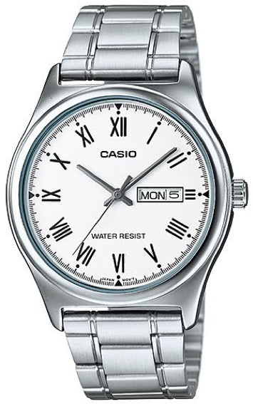 Casio Herren Quarzuhr aus Edelstahl mit hellem Zifferblatt und Edelstahlarmband