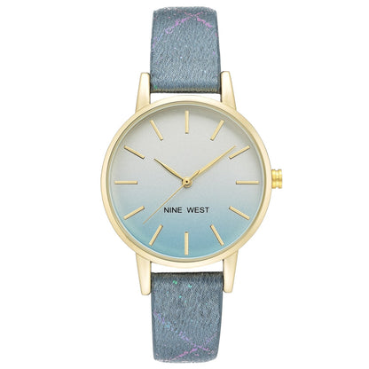 Nine West Damen Analog Quarzuhr mit roséfarbenem Metallgehäuse und Metallarmband, roségoldfarbenes Zifferblatt