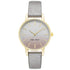 Nine West Damen Analog Quarzuhr mit goldfarbenem Metallgehäuse und Metallarmband, blaues Zifferblatt