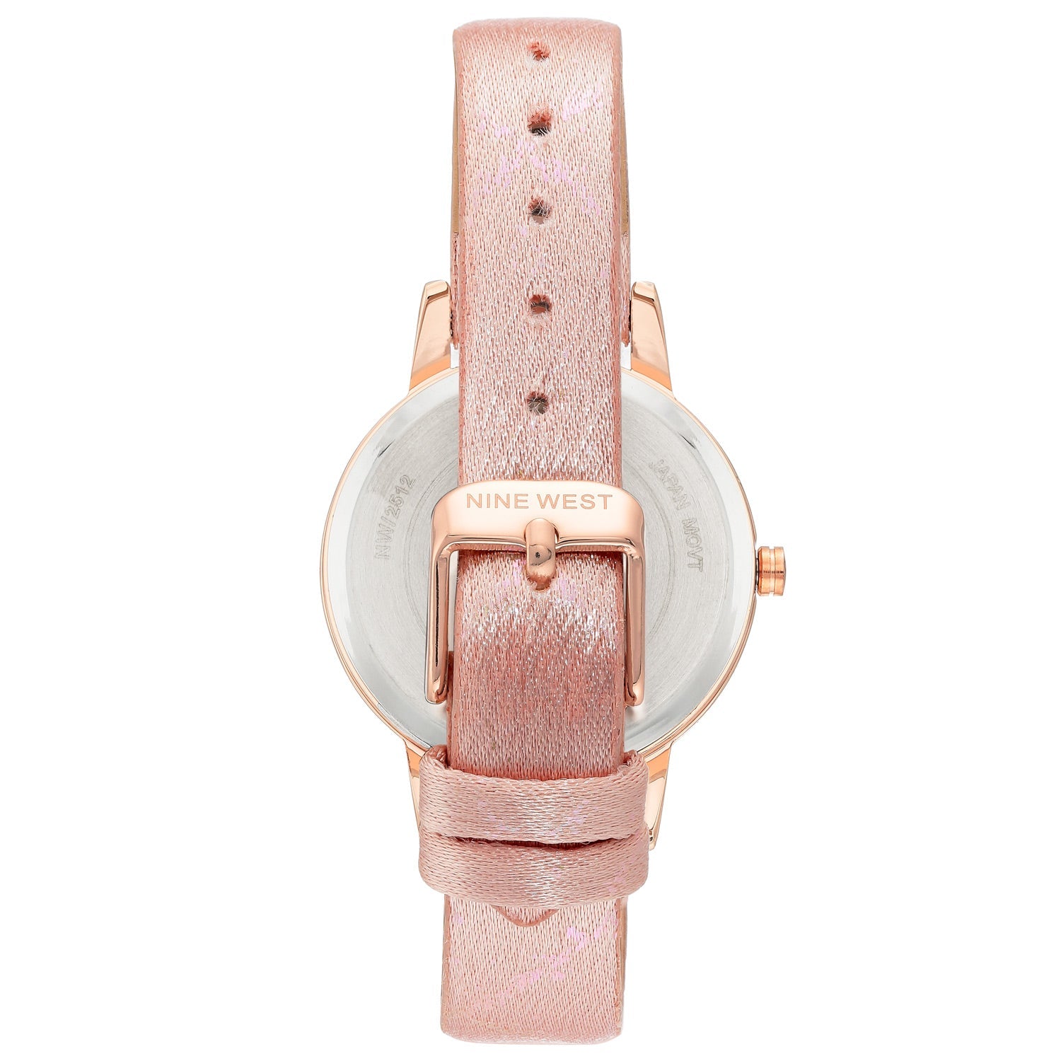 Nine West Damen Analog Quarzuhr mit roséfarbenem Metallgehäuse und Metallarmband, rosa Zifferblatt