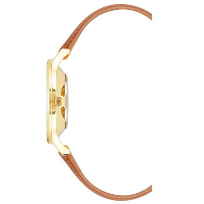 Damen-Analog-Quarzuhr mit champagnerfarbenem Metallgehäuse und Metallarmband, champagnerfarbenes Zifferblatt