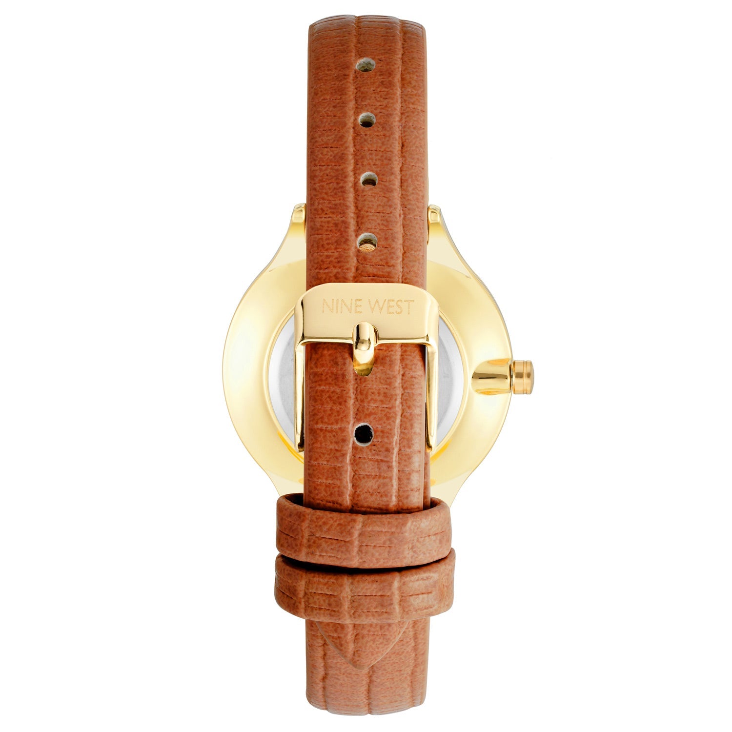 Nine West Damen Analog Quarzuhr mit champagnerfarbenem Metallgehäuse und Metallarmband, champagnerfarbenes Zifferblatt