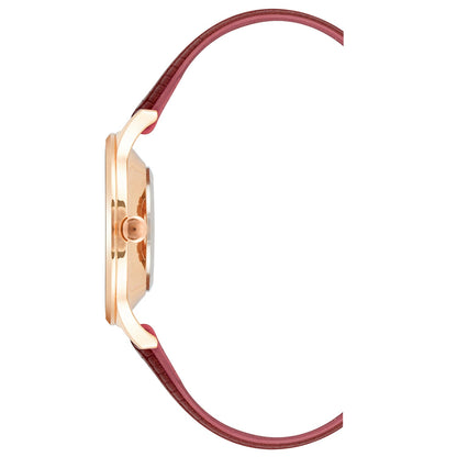 Nine West Damen Analog Quarzuhr mit roséfarbenem Metallgehäuse und Metallarmband, blaues Zifferblatt