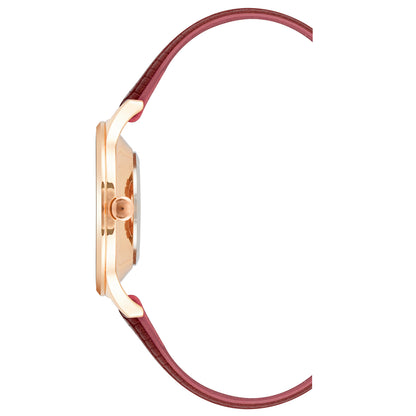 Damen-Analog-Quarzuhr mit roséfarbenem Metallgehäuse und Metallarmband, blaues Zifferblatt