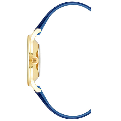 Damen-Analog-Quarzuhr mit silberfarbenem Metallgehäuse und Metallarmband, dunkelblaues Zifferblatt