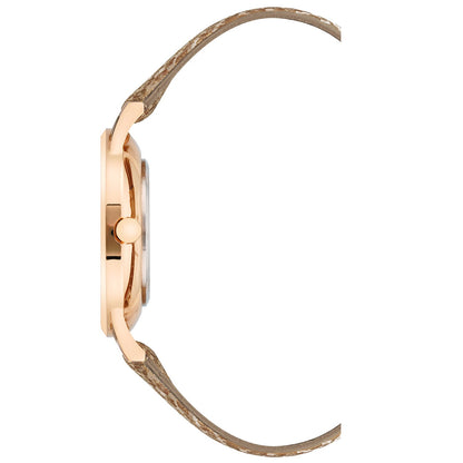 Nine West Damen Analog Quarzuhr mit roséfarbenem Metallgehäuse und Metallarmband, roségoldfarbenes Zifferblatt