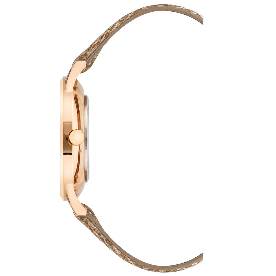Damen-Analog-Quarzuhr mit roséfarbenem Metallgehäuse und Metallarmband, roségoldfarbenes Zifferblatt