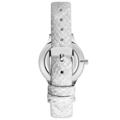 Nine West Damen Analog Quarzuhr mit silberfarbenem Metallgehäuse und Metallarmband, silberfarbenes Zifferblatt