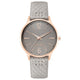 Damen-Analog-Quarzuhr mit silberfarbenem Metallgehäuse und Metallarmband, rosa Zifferblatt