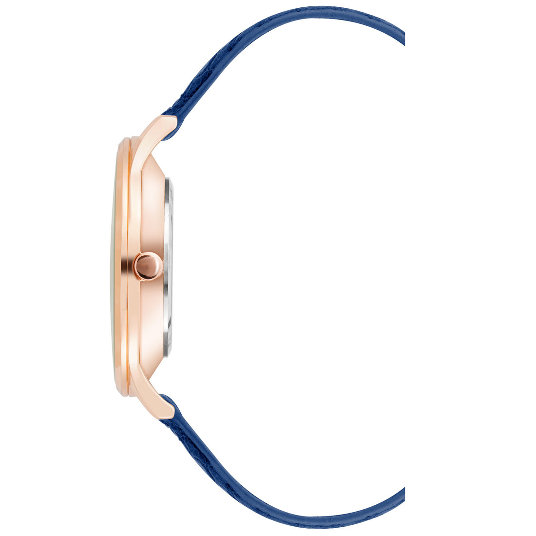Damen-Analog-Quarzuhr mit roséfarbenem Metallgehäuse und Metallarmband, dunkelblaues Zifferblatt