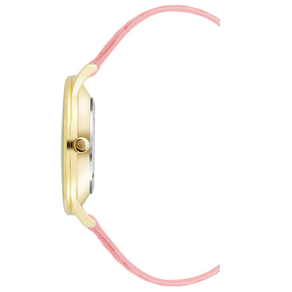 Nine West Damen Analog Quarzuhr mit silberfarbenem Metallgehäuse und Metallarmband, rosa Zifferblatt