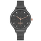 Damen-Analog-Quarzuhr mit grauem Metallgehäuse und Metallarmband, graues Zifferblatt