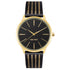 Nine West Damen Analog Quarzuhr mit goldfarbenem Metallgehäuse und Metallarmband, schwarzes Zifferblatt