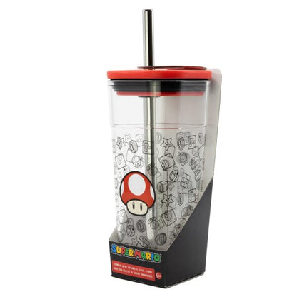 Nintendo Super Mario Toad Trinkbecher Mit Edelstahl Strohhalm 540 Ml