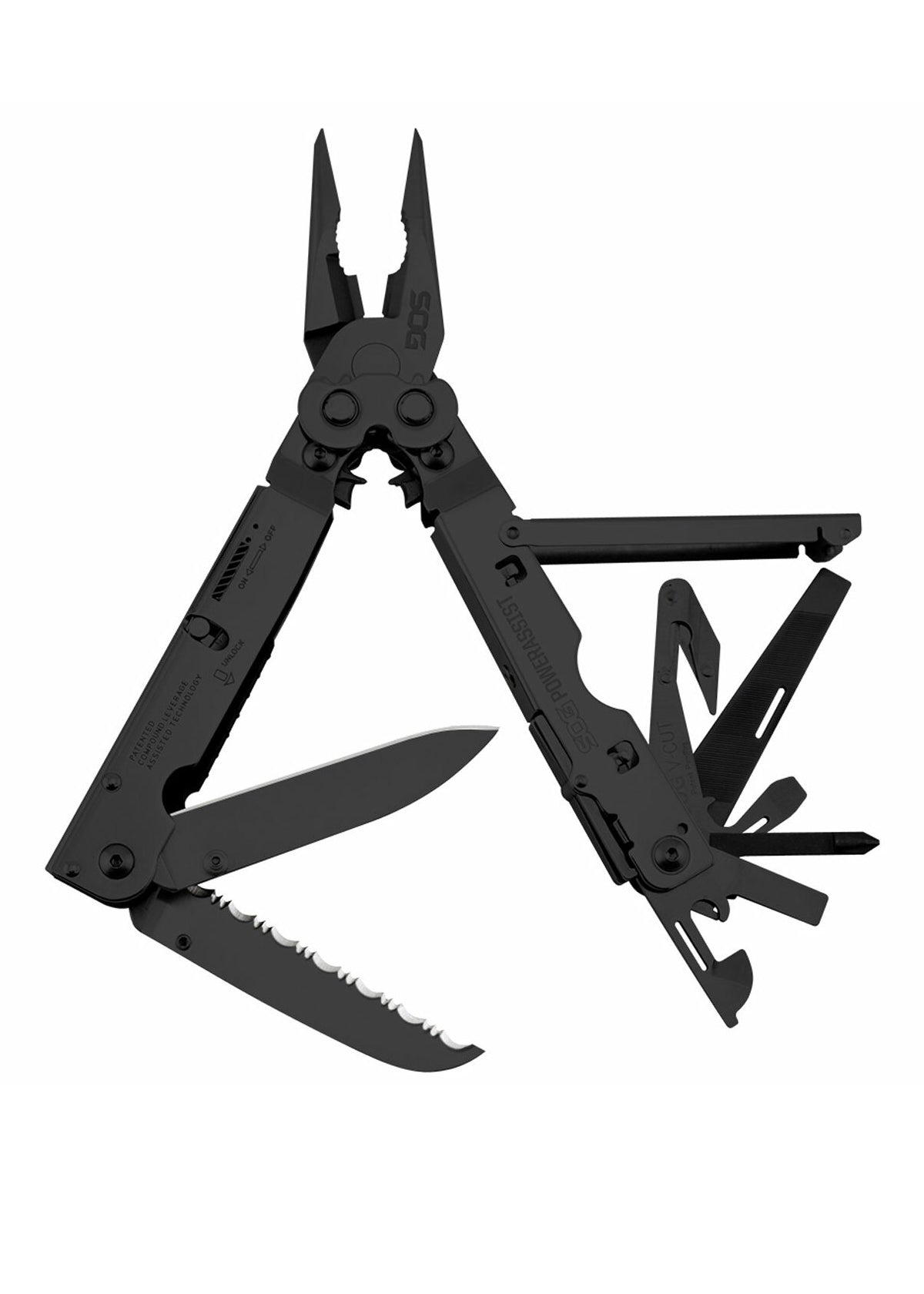 SOG PowerAssist Black Oxide: Taktisches 16 in 1 Multitool