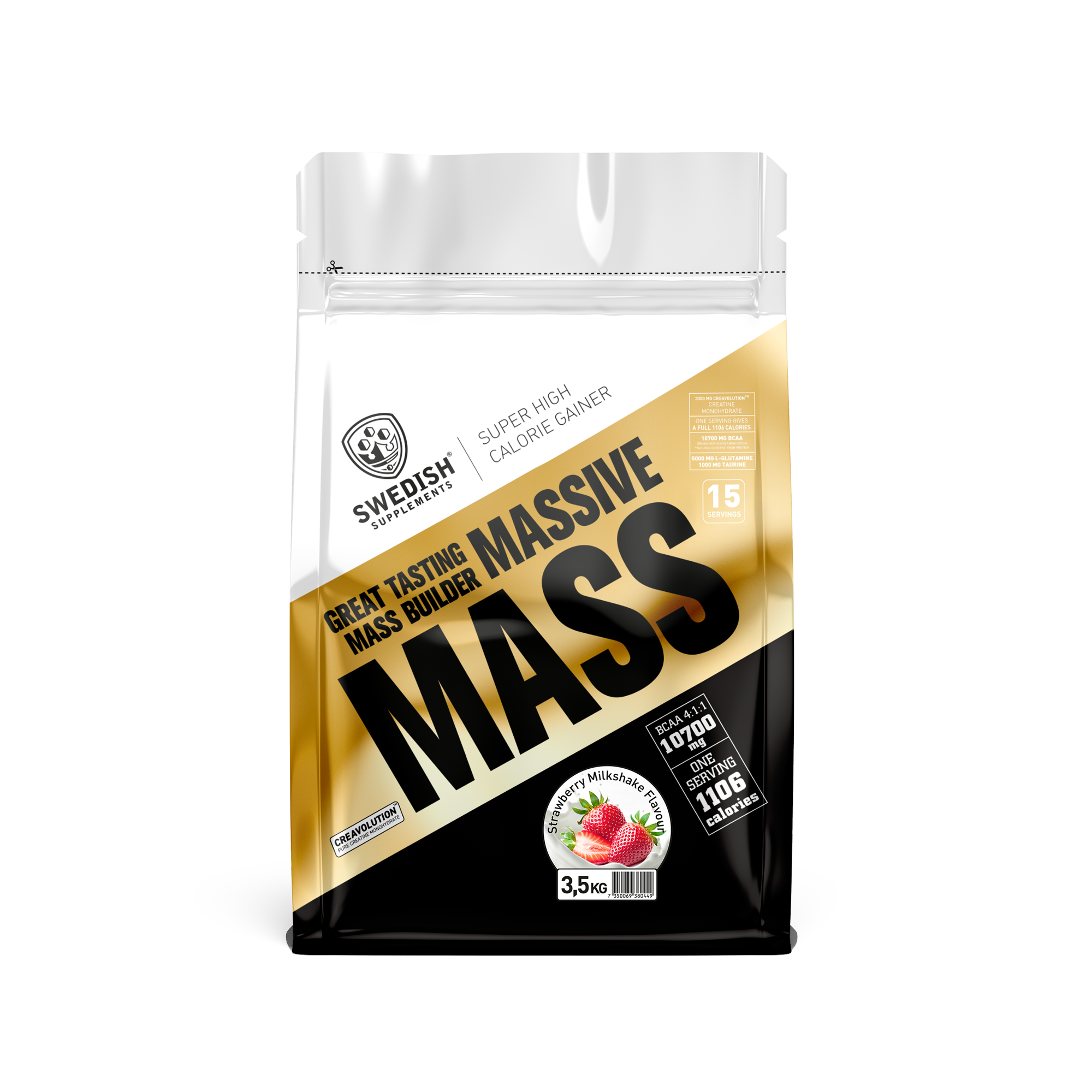 Swedish Supplements Massive Mass Gainer 3,5kg Strawberry Milkshake