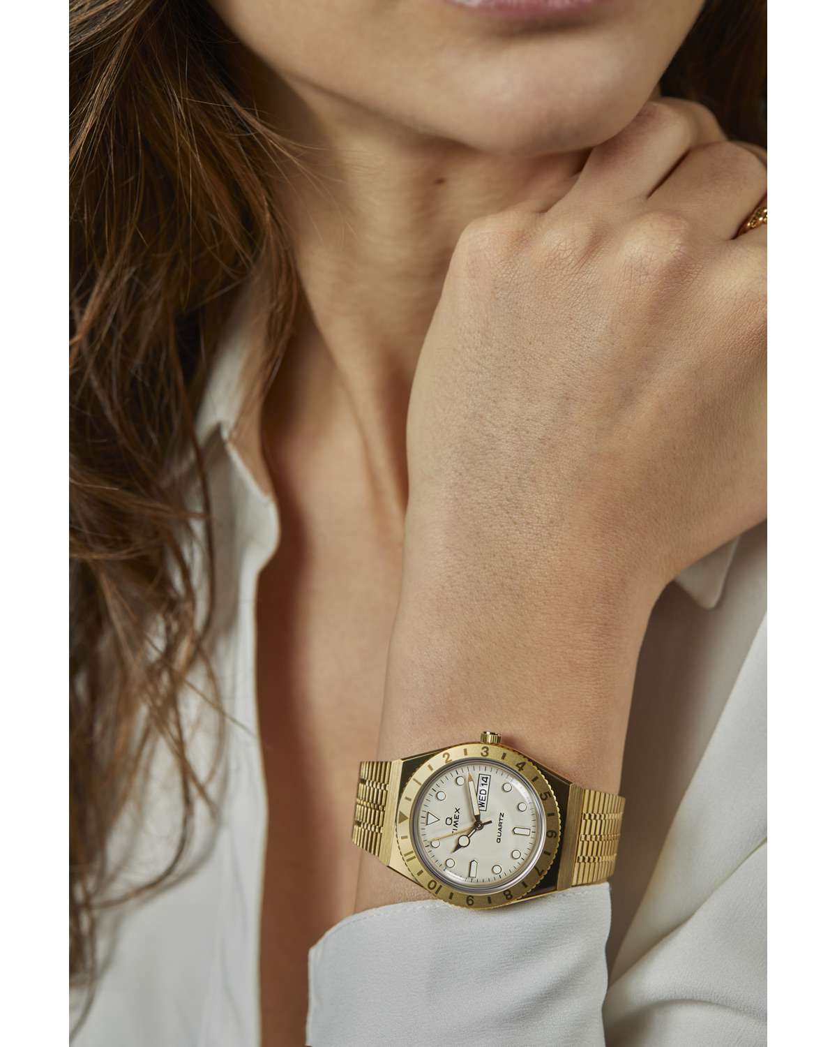 Timex Q Quartz Cream Dial Ladies Watch