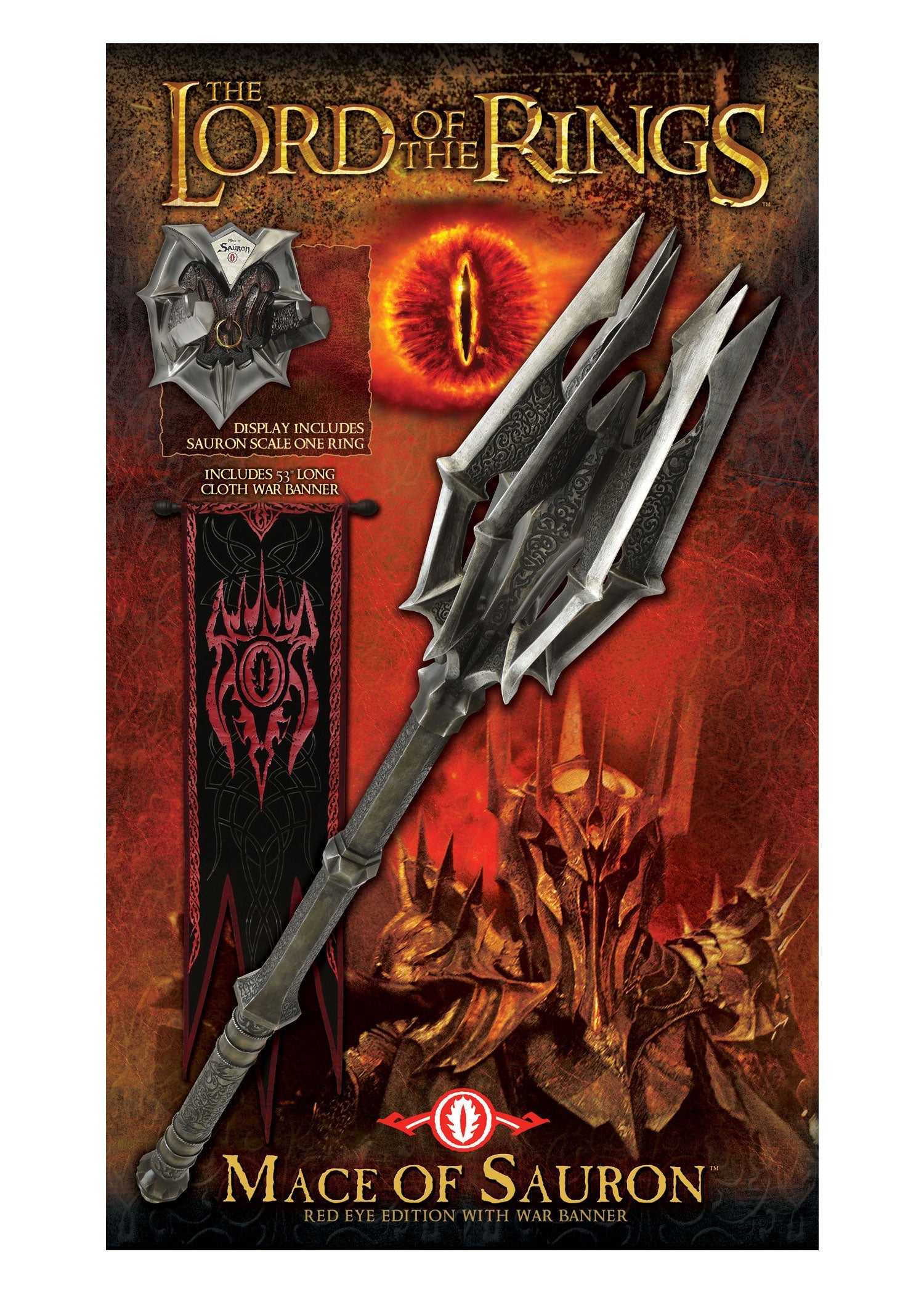 herr der ringe streitkolben von sauron und der eine ring red eye edition