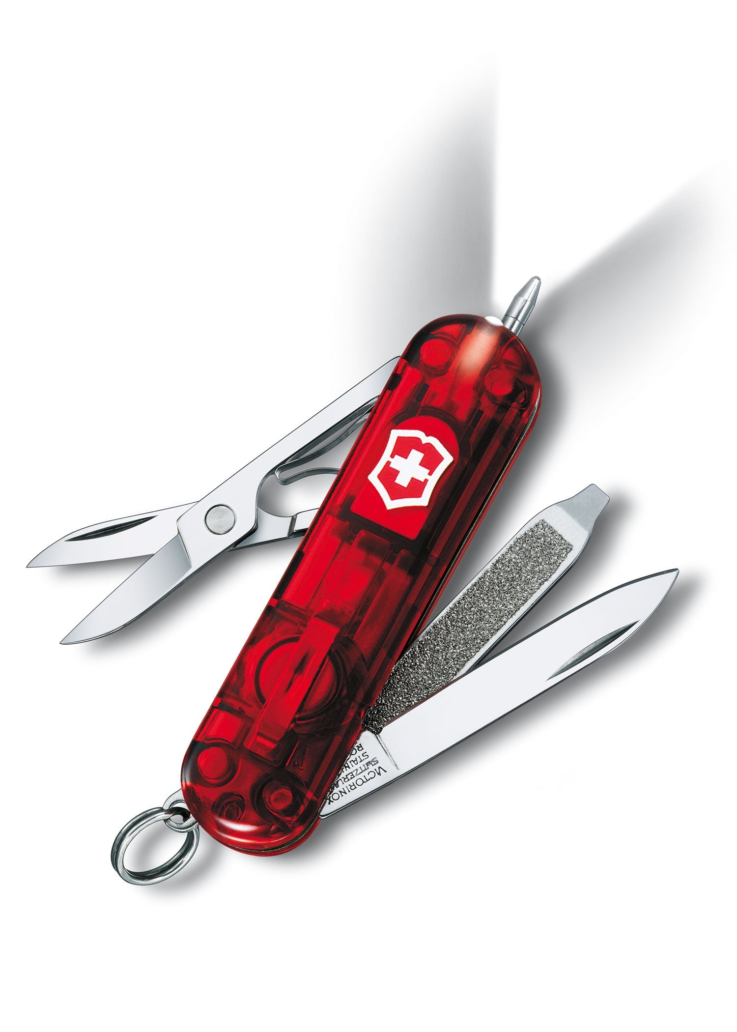Victorinox Signature Lite LED, Rot Transparent mit Stift