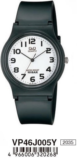 Q and Q Herrenuhr 33mm mit schwarzem Kautschukarmband VP46J005Y