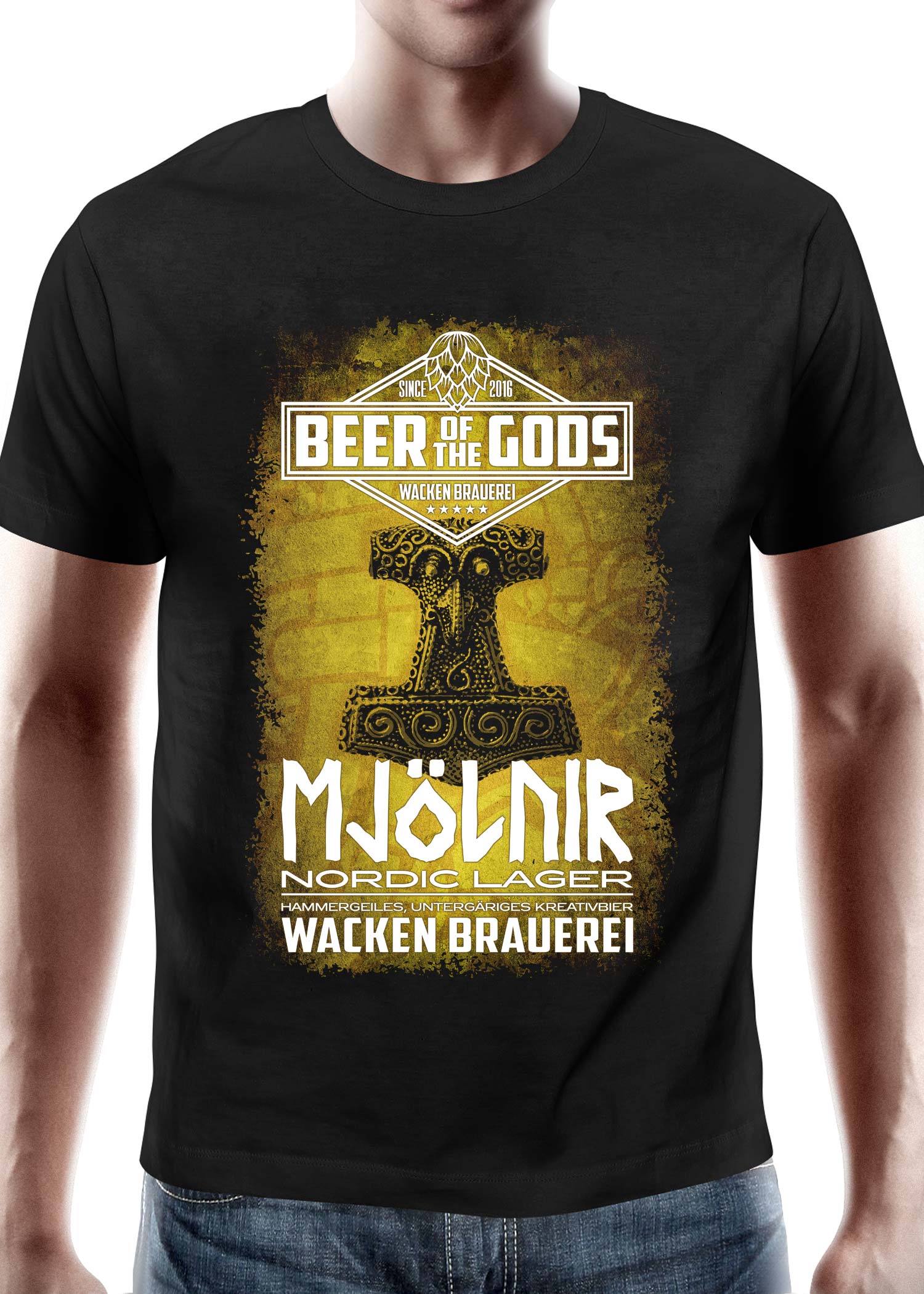 Wacken Brauerei Mjölnir T Shirt: Beer of the Gods Design