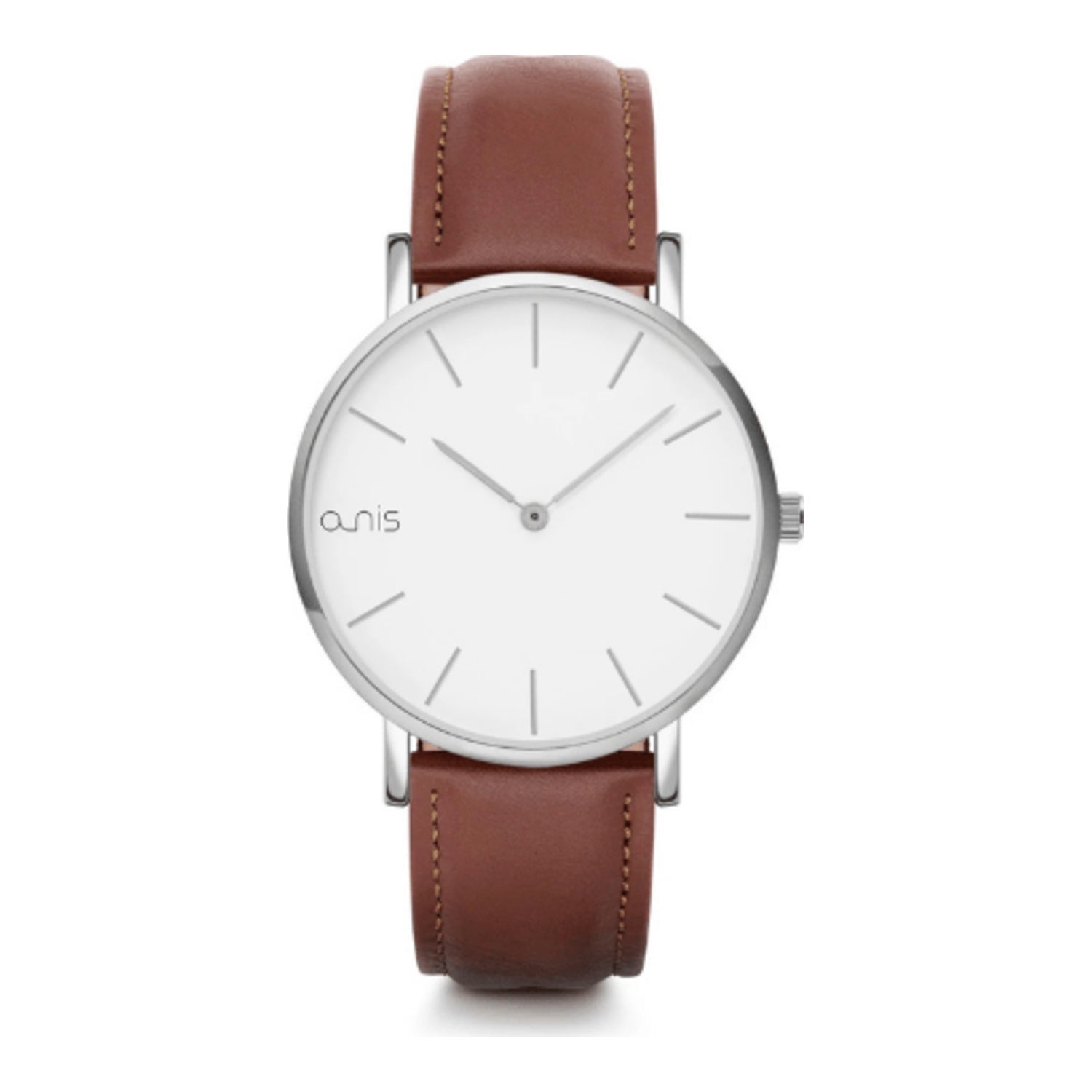 Montre analogique à quartz Nis, en métal avec verre minéral, au design classique.