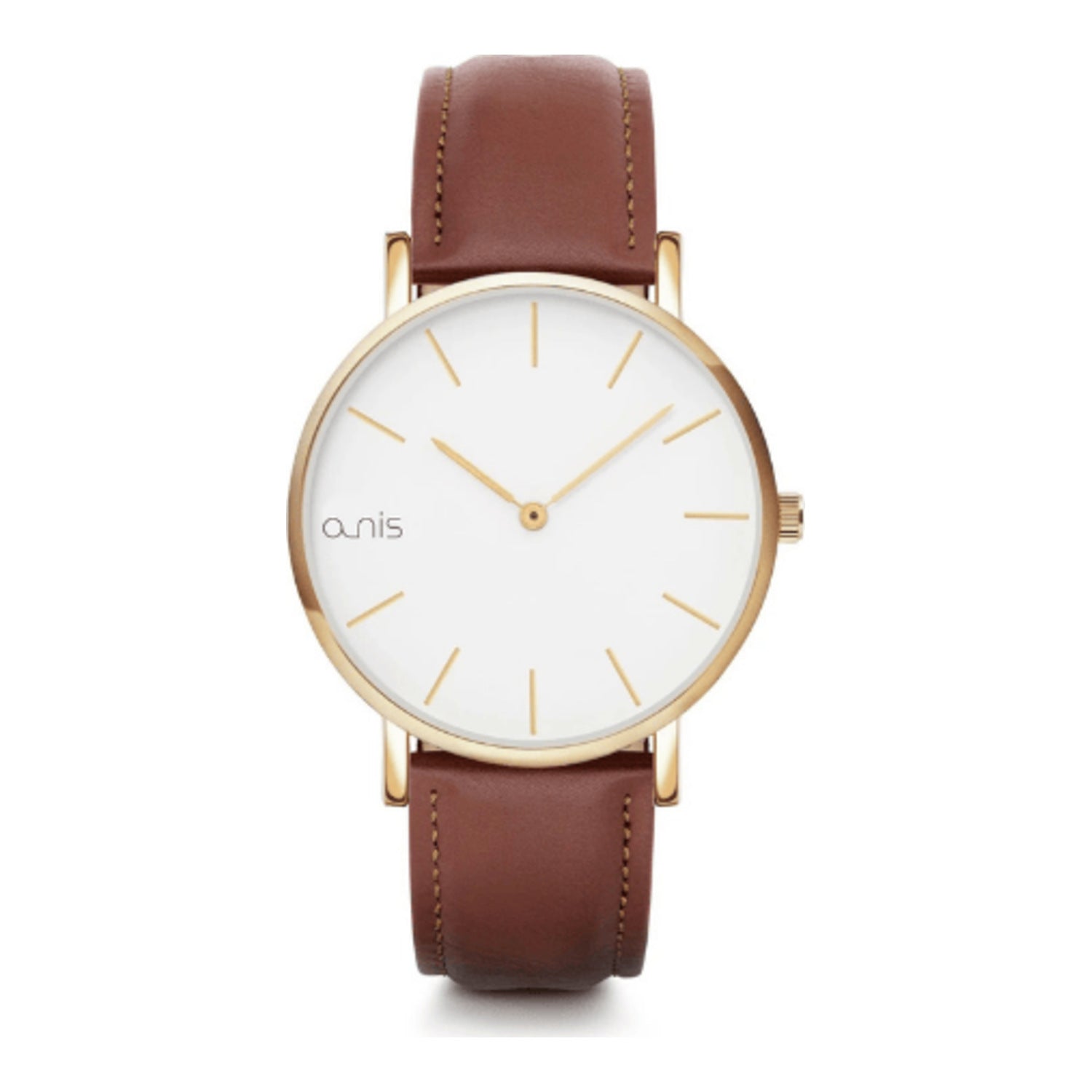 Montre analogique à quartz Nis, en métal avec verre minéral, au design classique.