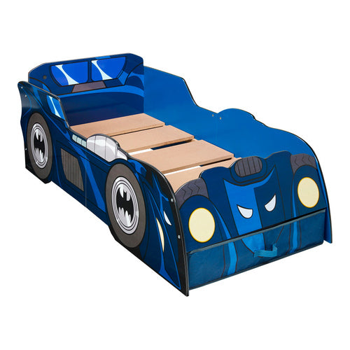 batman batmobil bett fuer kinder und kleinkinder mit beleuchtung inklusive schublade zur aufbewahrung