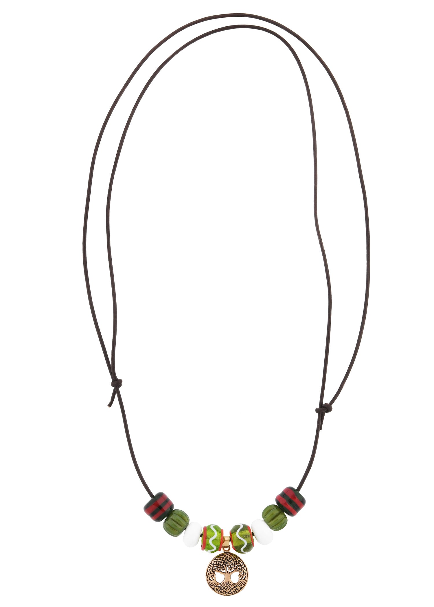 Wikinger Glasperlenkette mit Yggdrasil Anhänger