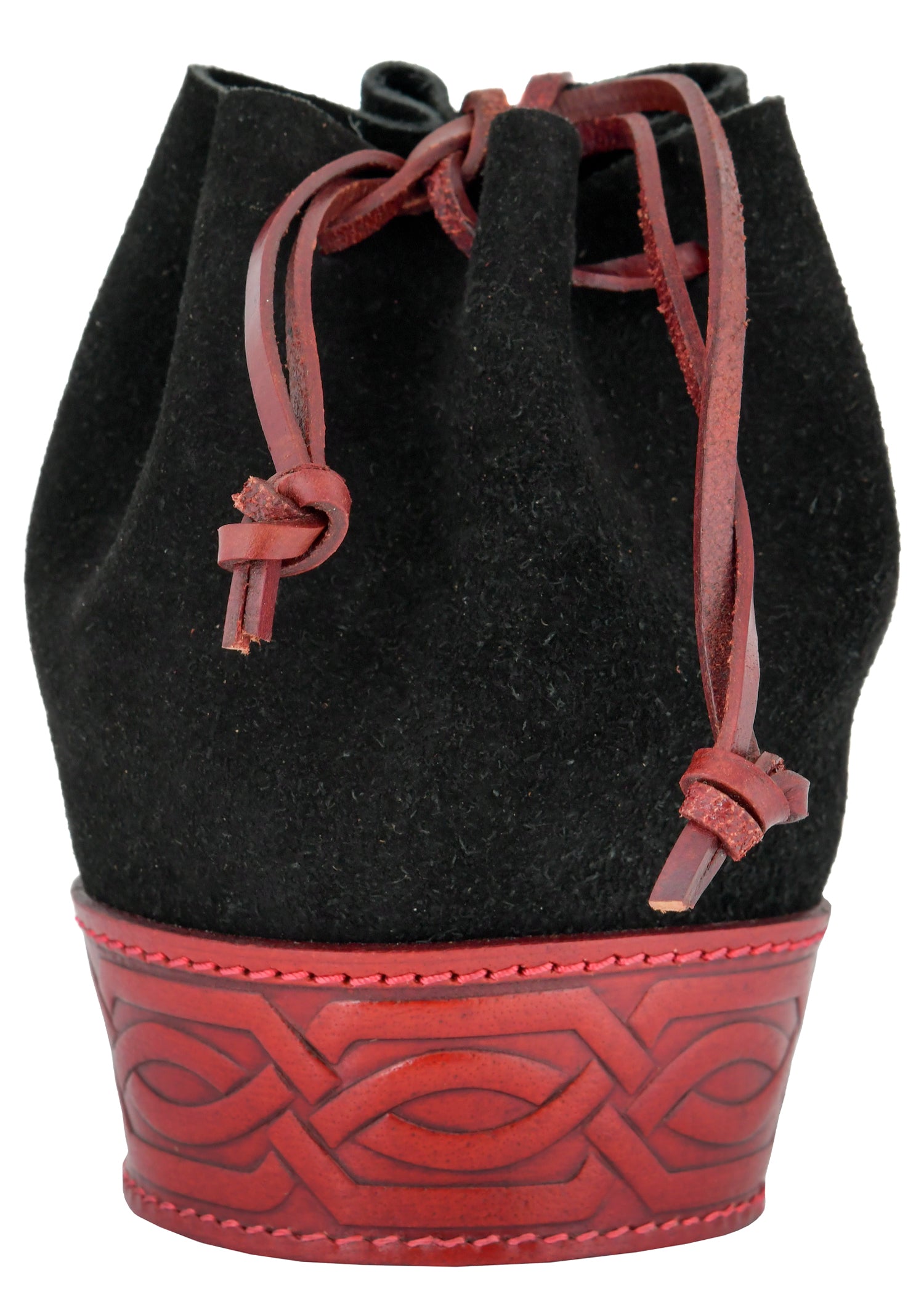 Lederbeutel mit Prägung, Schwarz Rot
