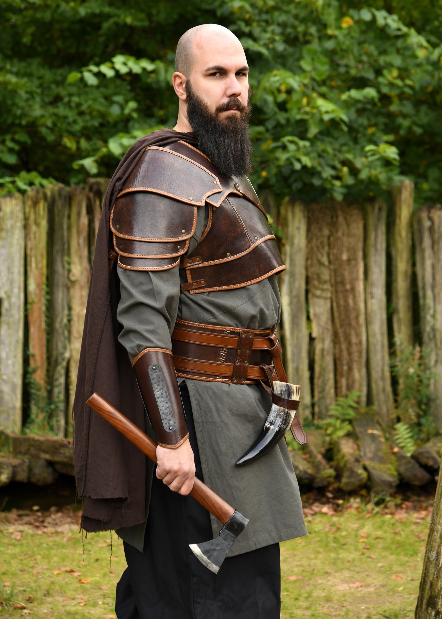 Wikinger-Brustschutz Arnulf aus braunem Büffelleder