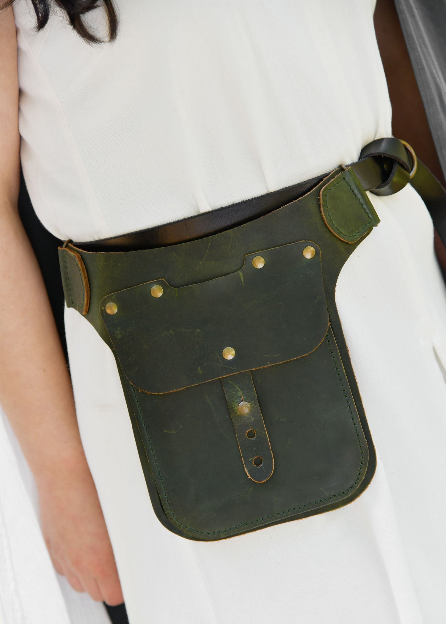 Rustikale Leder Gürteltasche aus Büffelleder