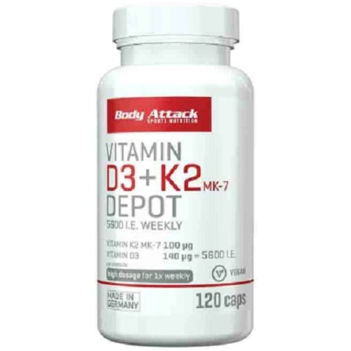 Body Attack Vitamin D3K2 120 Kapseln