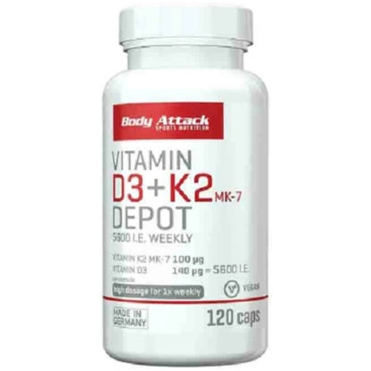 Body Attack Vitamin D3K2 120 Kapseln