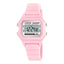Montre de sport numérique en plastique avec bracelet rose, chronomètre, alarme, affichage de la date et rétroéclairage (10 bar)