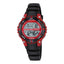 Montre numérique unisexe en plastique avec boîtier rouge, bracelet noir, chronomètre, alarme et lumière (environ 38 mm, 10 bar)